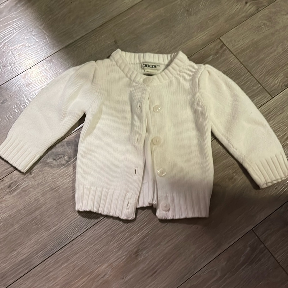 White Cardigan Sweater. Size 12 months